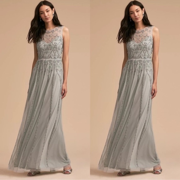 BHLDN x ANTHROPOLOGIE Beaded Eliza Dress Gown Size 8 - Picture 1 of 15